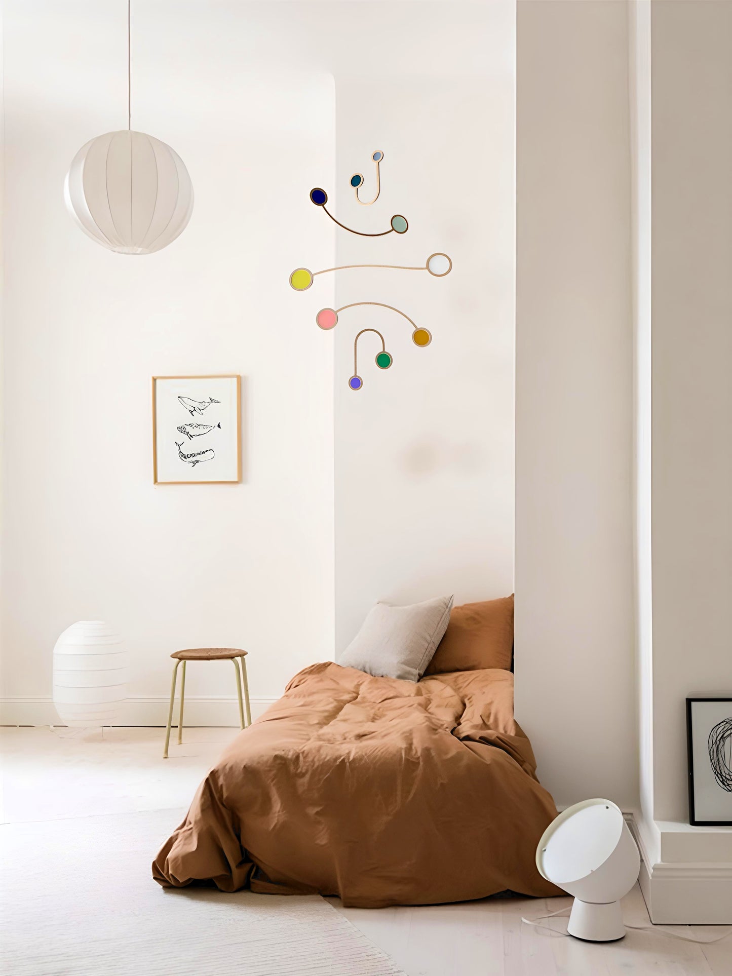 Wooden Hanging Kinetic Mobile Sculpture. Adult & Baby Mobile. Custom Colour Mid Century Calder Mobile, Scandi Nursery Home Decor. Supernova Mobile.
Wooden and colourful acrylic mobile. Influenced by Calder mobiles and the mid-century modern movement. A beautiful piece of moving handmade hanging art.
An ideal fit for an infant’s room, a stairwell, Home Office, Living-room, dorm room or in a feature window - What a perfect gift.
