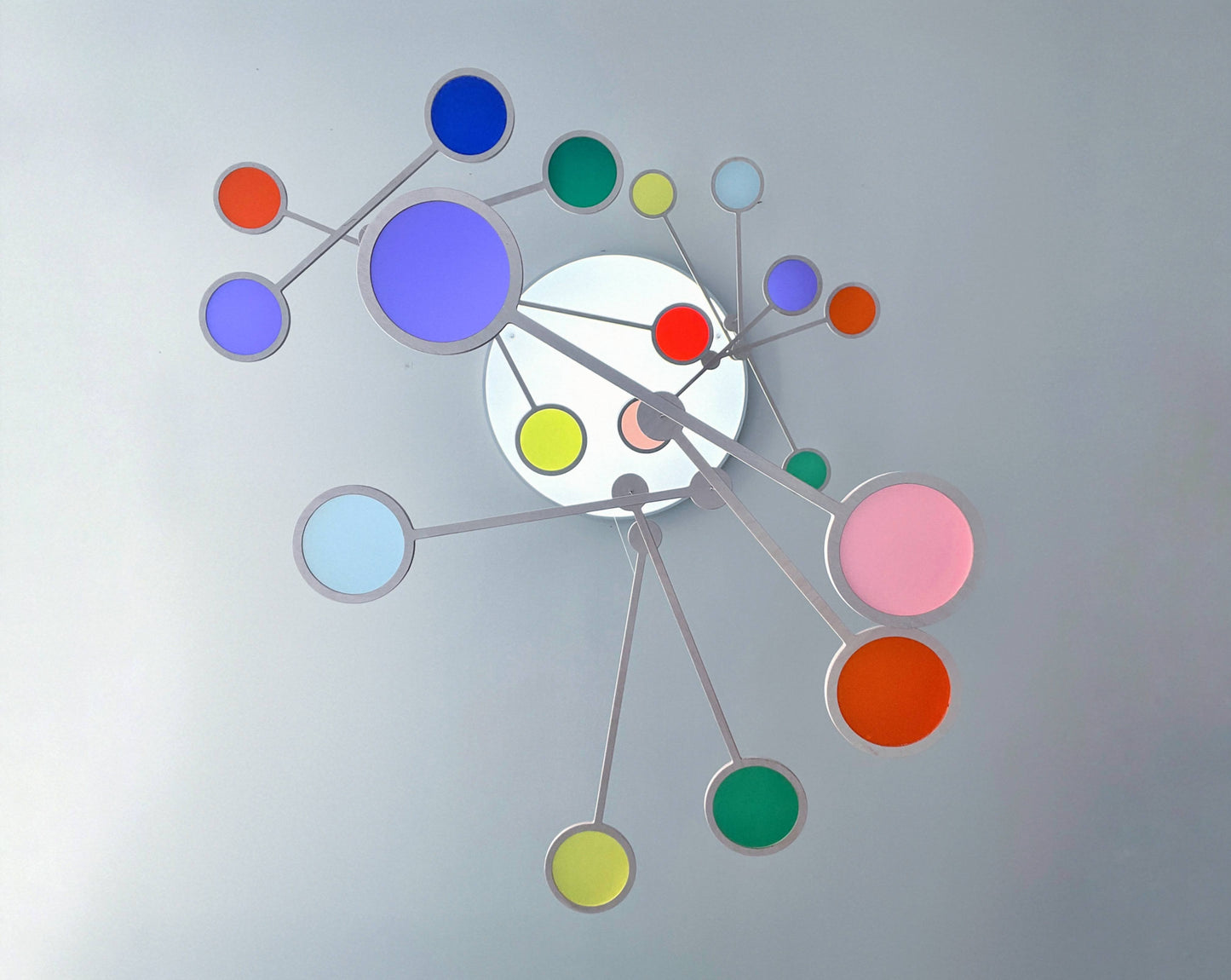 Tripple Orbit Mobile - Add bold colour, movement, and modern style to your home with the Large Tripple Orbit Mobile – a handcrafted hanging decoration made from premium plywood and vibrant acrylic discs. This kinetic ceiling sculpture is perfect for adding a contemporary home accessory to your space, blending mid-century modern, minimalist, and art-inspired decor aesthetics.