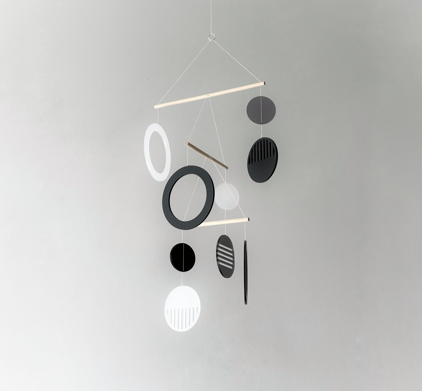 Monochrome baby mobile - Luna The Illuminist - sensory high contrast black white - Kinetic Mobile Kinetic Art Sculpture Crib Mobile nursery Mobile Nursery Mobile Art Mid Century Art Mid Century modern mobiles for adults furniture and decor Hanging