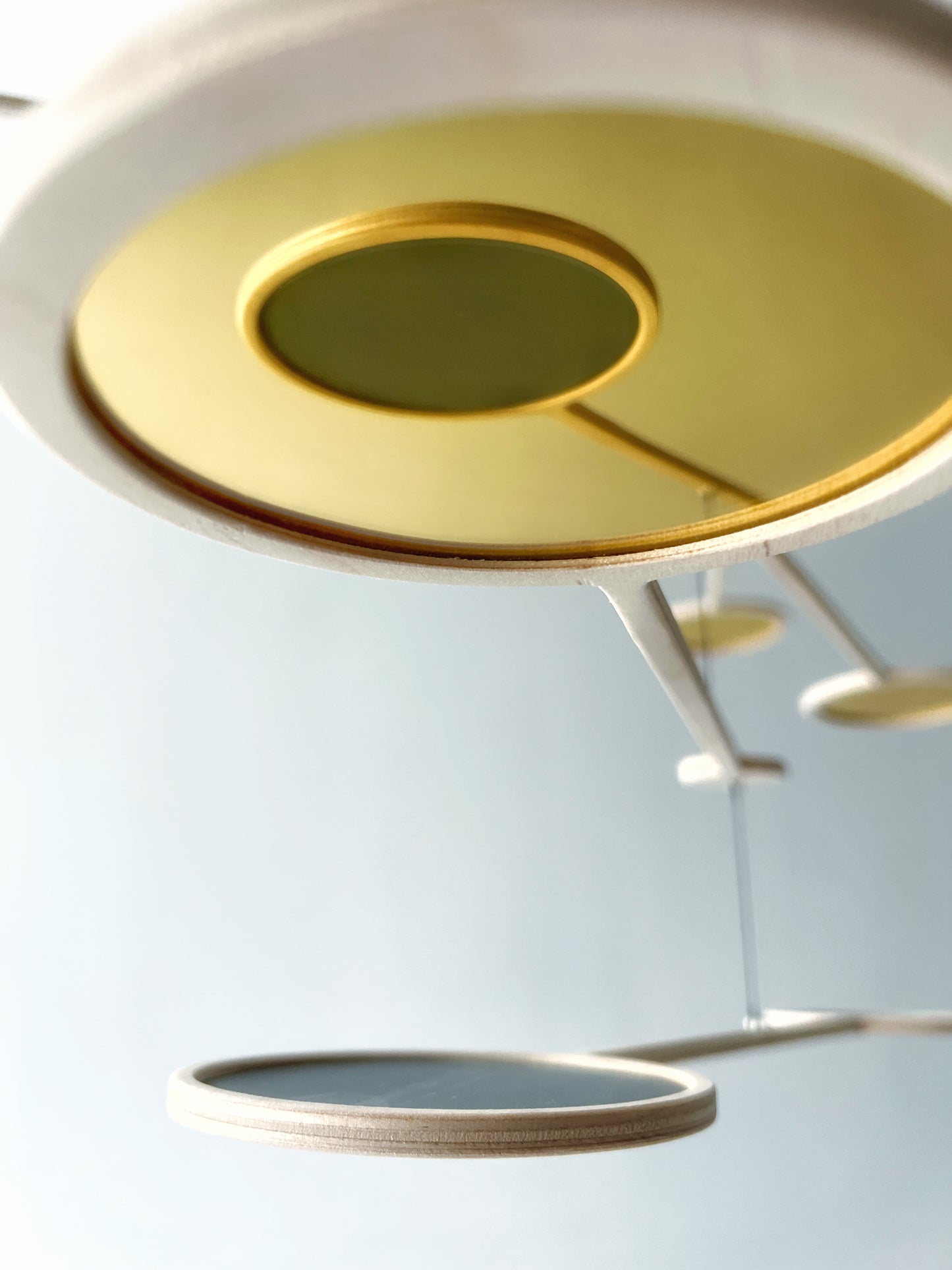 Orbit Mobile - The Illuminist - Gold Brass mirror Mobiles Kinetic Mobile Kinetic Art Kinetic Sculpture Crib Mobile Baby Mobile Nursery Mobile Mobile Art Mid Century Art Mid Century modern Calder mobile mobiles for adults furniture and decor Hanging Art Mobile Art spinning mobile Modern Art Contemporary Art Hanging mobile Calder-inspired.