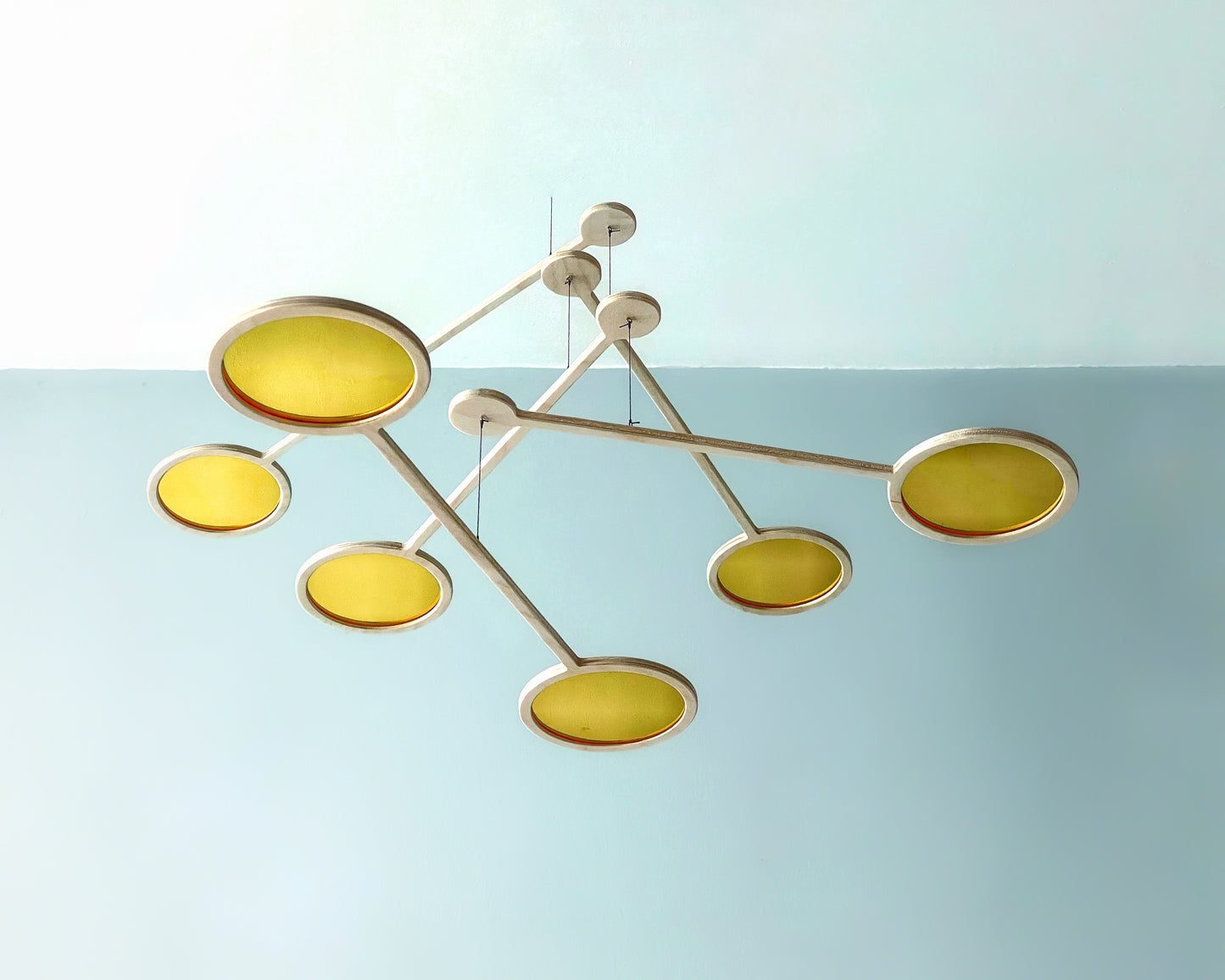 Orbit Mobile - The Illuminist - Gold Brass mirror Mobiles Kinetic Mobile Kinetic Art Kinetic Sculpture Crib Mobile Baby Mobile Nursery Mobile Mobile Art Mid Century Art Mid Century modern Calder mobile mobiles for adults furniture and decor Hanging Art Mobile Art spinning mobile Modern Art Contemporary Art Hanging mobile Calder-inspired.
