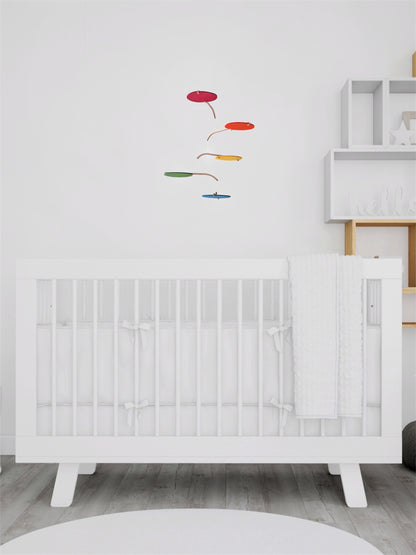 Rainbow Felt Scandi Baby Mobile, Nursery Mobile, Small Mid-century Wooden Crib Mobile, Handmade Baby Gift, Hanging Sensory Mobile