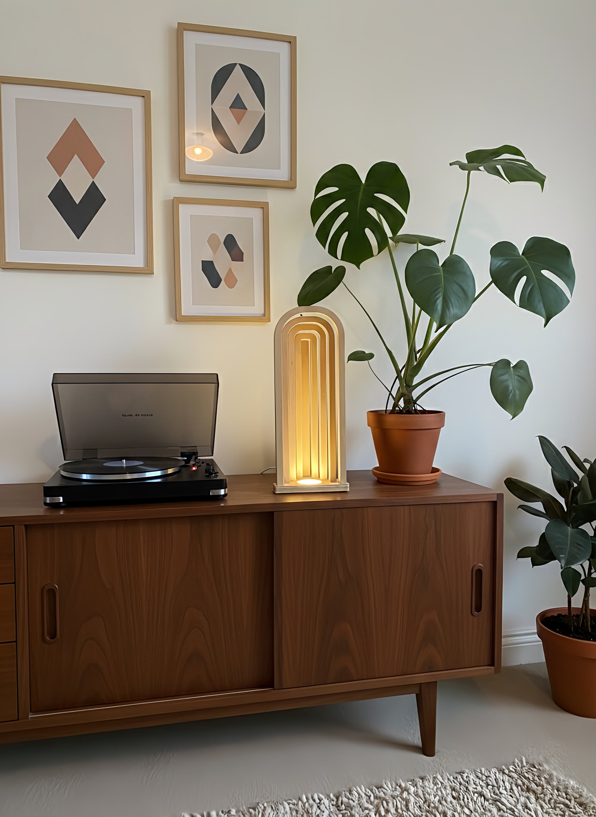 Danish Mid-Century Modern USB Arch Lamp | Dimmable Plywood Table Light | Minimalist Wooden Mood Lighting | 43cm Tall Desk Bedside Lamp

Mid-Century Modern Arch USB Table Lamp

Elevate your home decor with my signature 43cm tall Wooden Arch Lamp, designed and crafted by me, The Illuminist. A perfect example of Danish Mid-Century Modern design. This minimalist geometric piece is the ideal ambient light source for your living room sideboard, bedroom nightstand, or office desk.

ULTIMATE FUNCTIONALITY & VERSATI