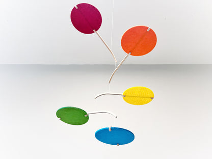 Rainbow Felt Scandi Baby Mobile, Nursery Mobile, Small Mid-century Wooden Crib Mobile, Handmade Baby Gift, Hanging Sensory Mobile