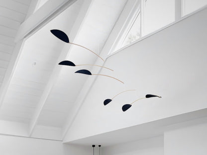 black Large Kinetic Mobile Sculpture. Adult & Baby Mobile, XL Calder Hanging Mobile, Giant Mid Century Modern Art, Scandi Nursery Ceiling Feature, nursery mobile, modern art mobile, large hanging art mobile large leaf mobile art, hanging sculpture
