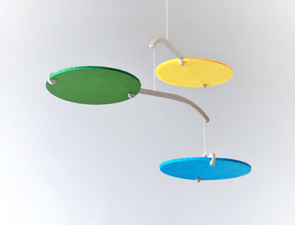 Rainbow Felt Scandi Baby Mobile, Nursery Mobile, Small Mid-century Wooden Crib Mobile, Handmade Baby Gift, Hanging Sensory Mobile