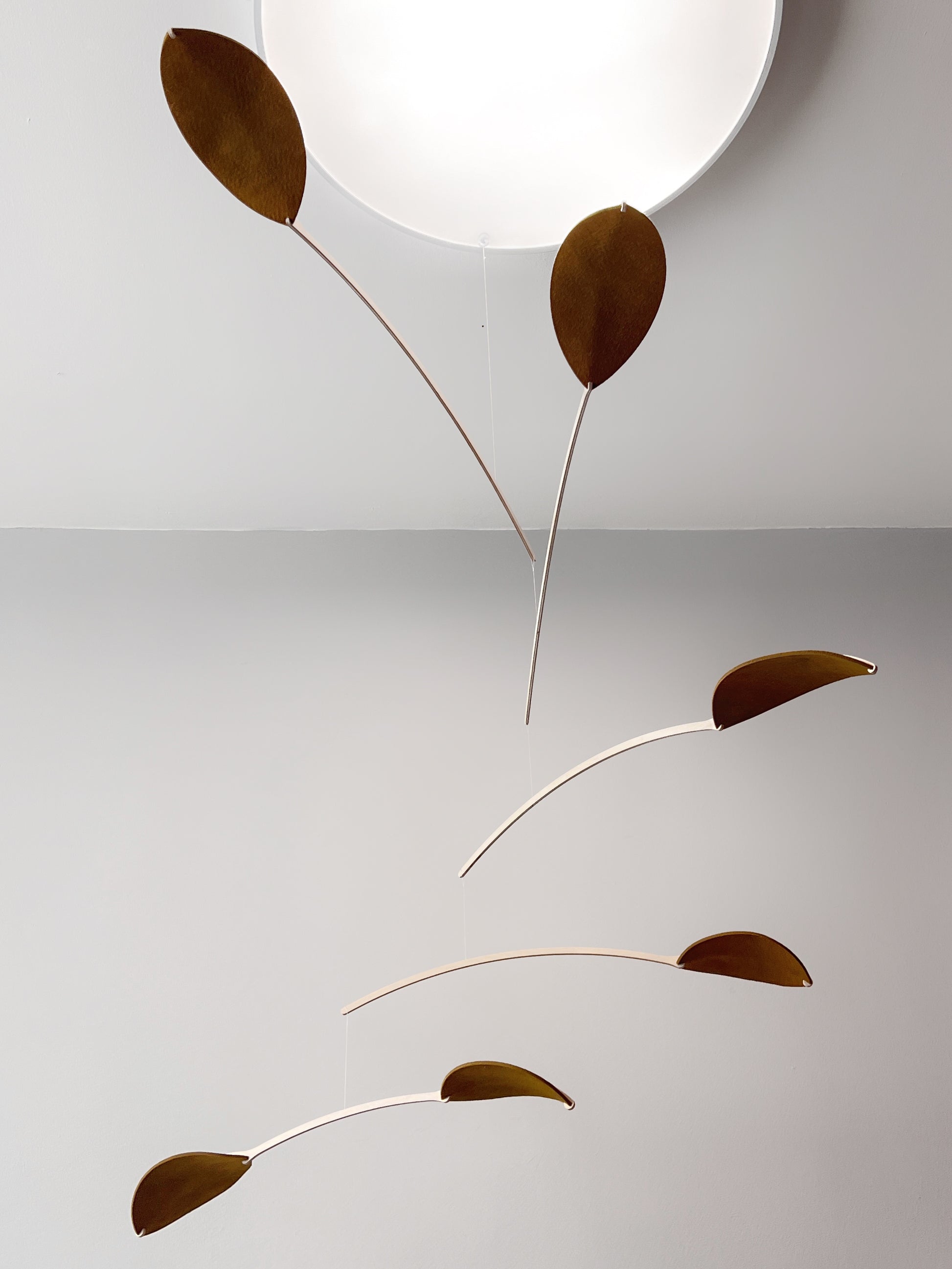 Large Kinetic Mobile Sculpture. Adult & Baby Mobile, Gold mobile, brass mobile XL Calder Hanging Mobile, Giant Mid Century Modern Art, Scandi Nursery Ceiling Feature, nursery mobile, modern art mobile, super size hanging art mobile, large leaf,