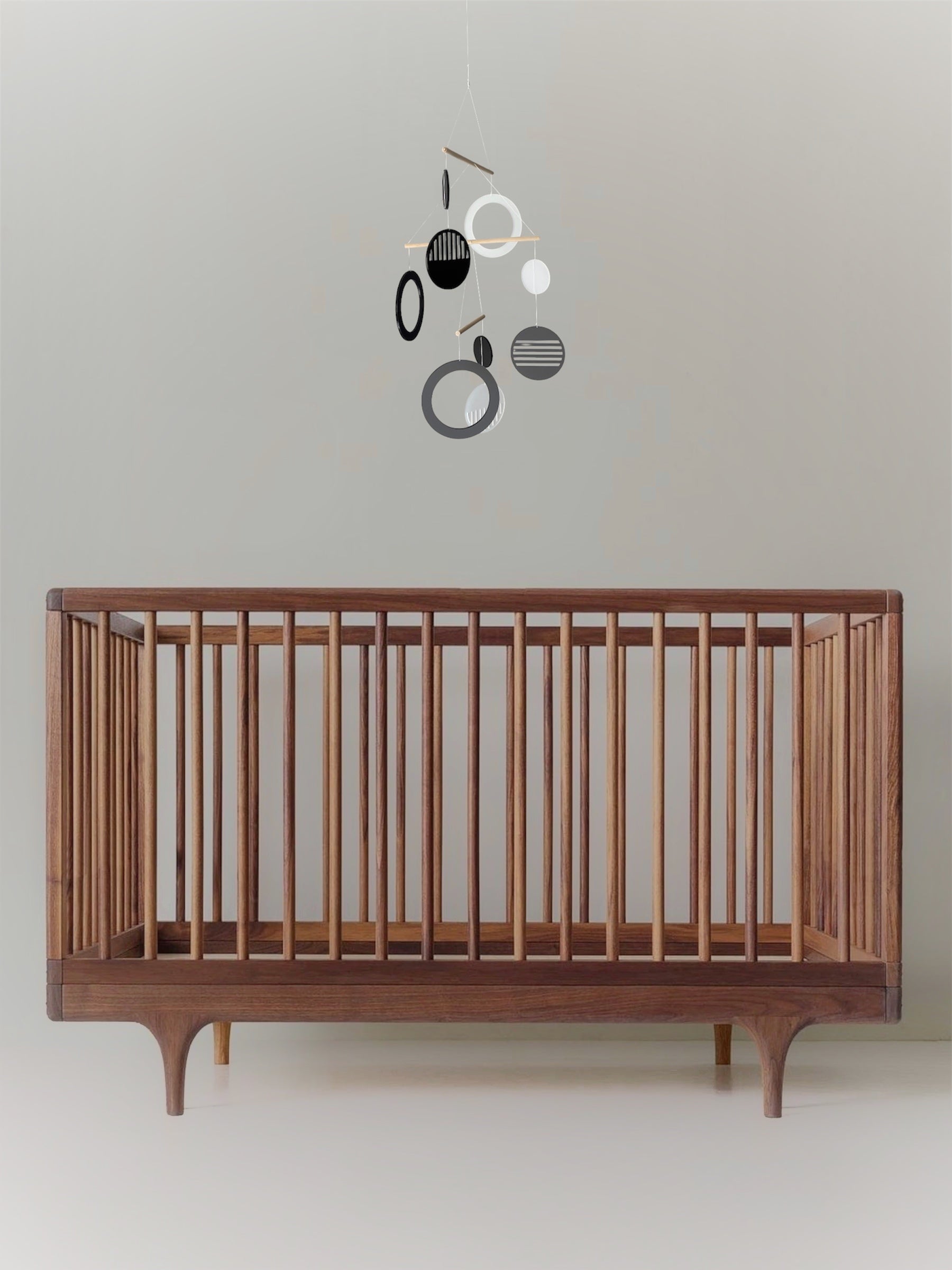 Monochrome baby mobile - Luna The Illuminist - sensory high contrast black  white  - Kinetic Mobile Kinetic Art Sculpture Crib Mobile nursery Mobile Nursery Mobile Art Mid Century Art  Mid Century modern mobiles for adults furniture and decor Hanging