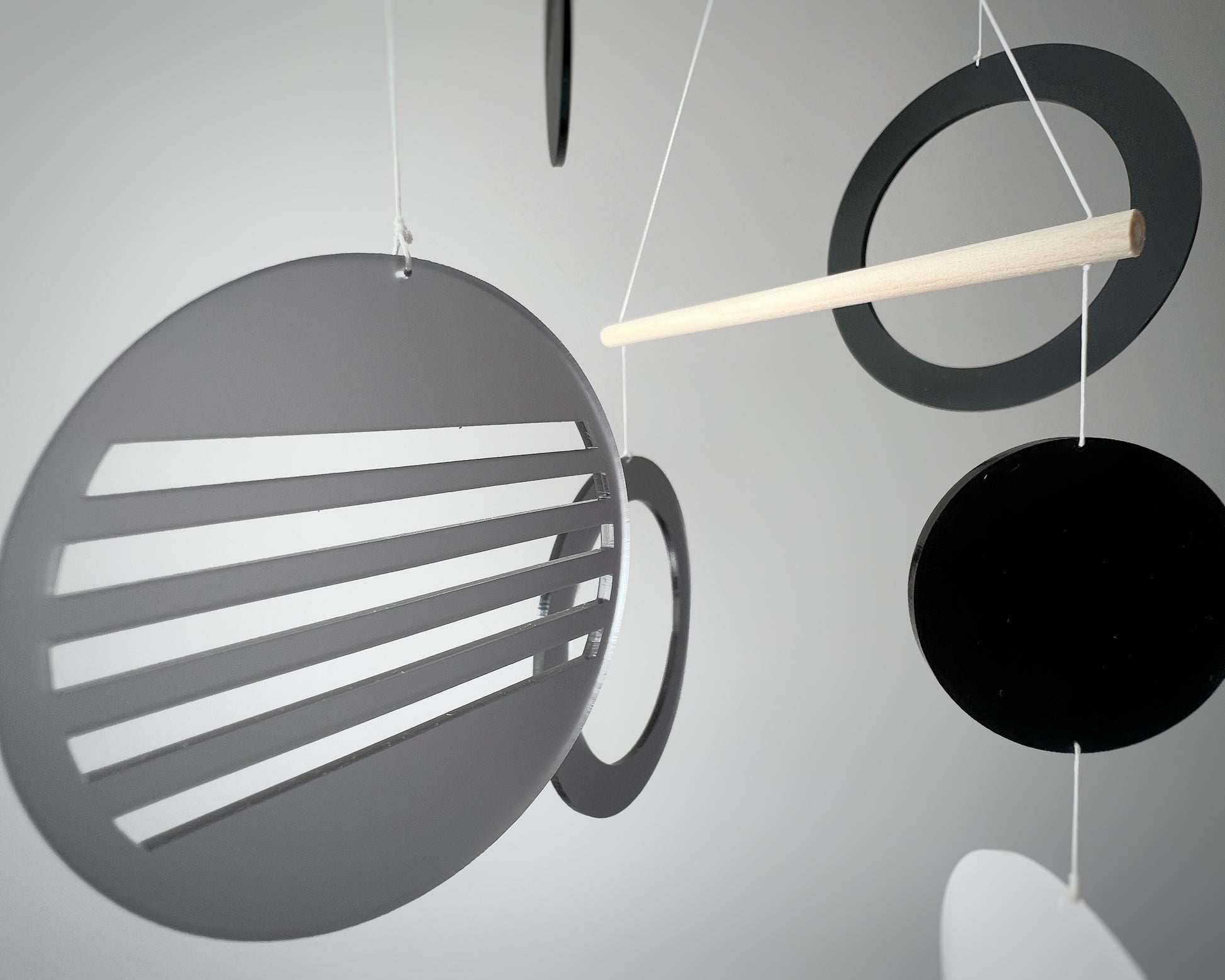 Monochrome baby mobile - Luna The Illuminist - sensory high contrast black  white  - Kinetic Mobile Kinetic Art Sculpture Crib Mobile nursery Mobile Nursery Mobile Art Mid Century Art  Mid Century modern mobiles for adults furniture and decor Hanging