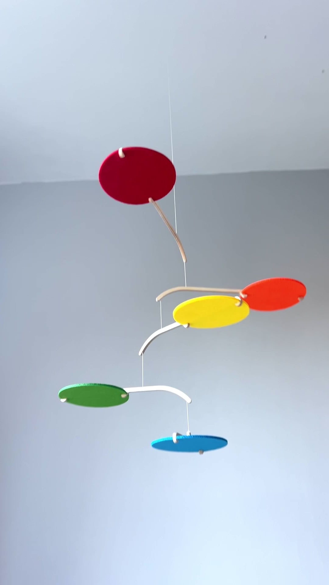 Rainbow Felt Scandi Baby Mobile, Nursery Mobile, Small Mid-century Wooden Crib Mobile, Handmade Baby Gift, Hanging Sensory Mobile