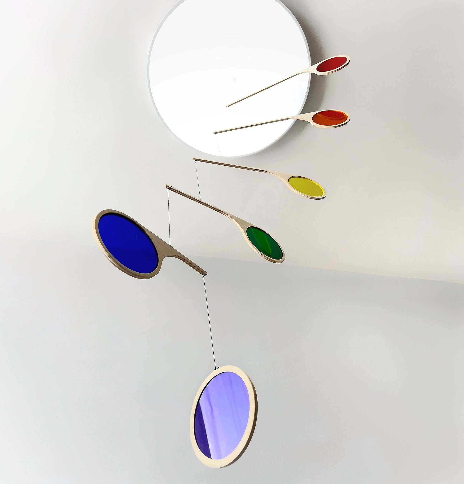 RAINBOW MONO MOBILE -Mobiles Kinetic Mobile Kinetic Art  Kinetic Sculpture Crib Mobile Baby Mobile Nursery Mobile Mobile Art Mid Century Art  Mid Century modern Calder mobile mobiles for adults furniture and decor Hanging Art Mobile Art spinning mobile Modern Art Contemporary Art  Hanging mobile Calder-inspired