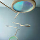 Reeded Dichroic Kinetic Iridescent Mobile,  Orbit Mobile - The Illuminist - Mobiles Kinetic Mobile Kinetic Art  Kinetic Sculpture Crib Mobile Baby Mobile Nursery Mobile Mobile Art Mid Century Art  Mid Century modern Calder mobile mobiles for adults furniture and decor Hanging Art Mobile Art spinning mobile Modern Art Contemporary Art  Hanging mobile Calder-inspired